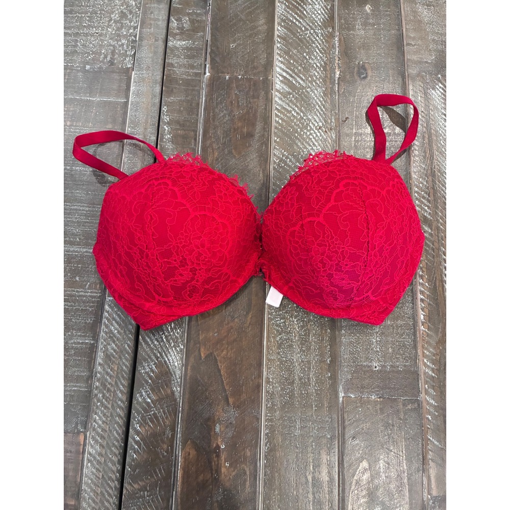 Victoria's Secret Dream Angels Red Lace Push Up Bra 32DD Underwire Lingerie